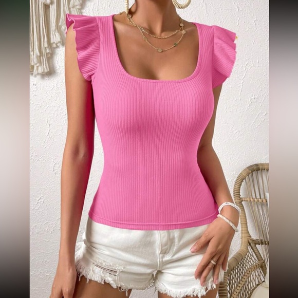 Boho ruffle trim ribbed knit top - Picture 16 of 16